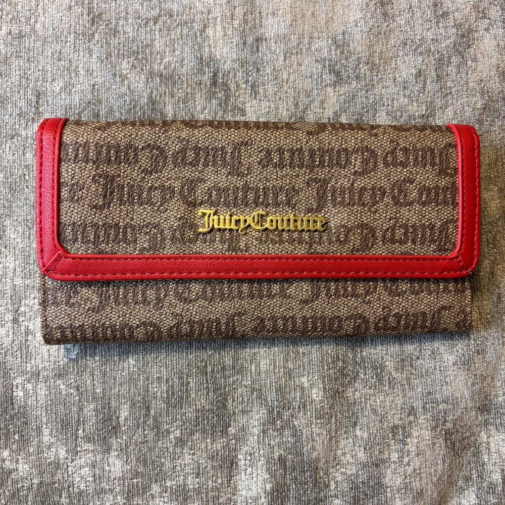 Juicy Couture Brown w/ Red Trim Logo Wallet RN 108833